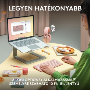 Logitech K380s Pebble 2 US INTL Bluetooth-billentyűzet rose (920-011853)