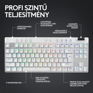 Logitech G PRO X TKL LIGHTSPEED Tactile mechanikus Gaming US INTL billentyűzet fehér (920-012148)
