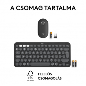 Logitech Pebble 2 Combo vezeték nélküli billentyűzet és egér kombó, bluetooth US INTL grafit (920-012239)