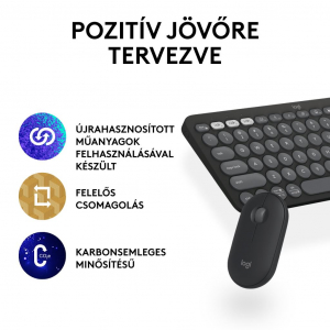 Logitech Pebble 2 Combo vezeték nélküli billentyűzet és egér kombó, bluetooth US INTL grafit (920-012239)
