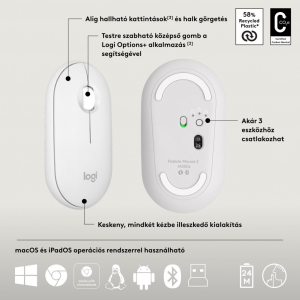 Logitech Pebble 2 Combo vezeték nélküli billentyűzet és egér kombó,  bluetooth US INTL fehér (920-012240)