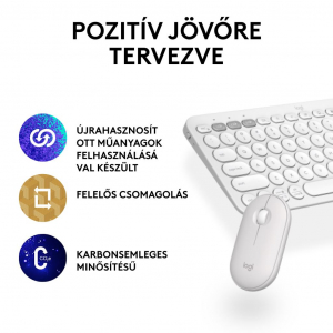 Logitech Pebble 2 Combo vezeték nélküli billentyűzet és egér kombó,  bluetooth US INTL fehér (920-012240)