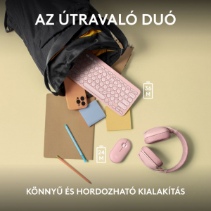 Logitech Pebble 2 Combo vezeték nélküli billentyűzet és egér kombó, bluetooth US INTL rose (920-012241)