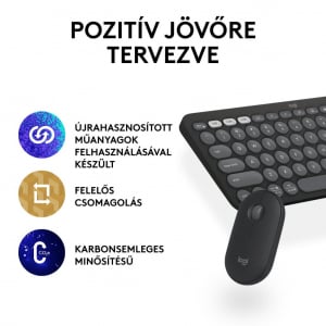 Logitech Pebble 2 Combo vezeték nélküli billentyűzet és egér kombó Machez,  bluetooth US INTL grafit (920-012244)