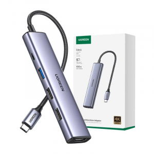 UGREEN CM478 USB-C – HDMI + USB-A 3.0 + USB-A 2.0 + PD adapter szürke (15495)