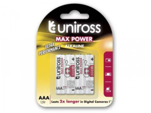 Uniross LR03/4BP 1,5V AAA/mikró tartós alkáli elem MAX POWER (UALKAAAMP4)