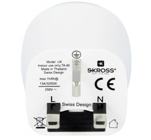 Skross 1.500230-1 Úti adapter CA EU - UK fehér