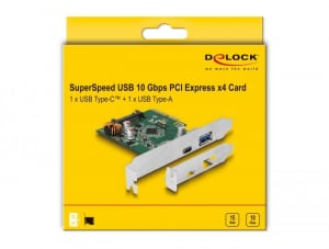 DeLock 1x USB Type-C 1x USB Type-A port bővítő kártya PCIe (90299)