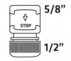 Verto 15G731-30 30db tömlő gyorscsatlakozó vizstoppos kétkomponensű 1/2"-5/8", kínálódobozban