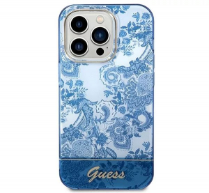 Guess Porcelain Collection Apple iPhone 14 Pro Max hátlap tok kék (GUHCP14XHGPLHB)