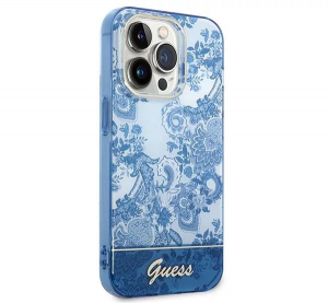 Guess Porcelain Collection Apple iPhone 14 Pro Max hátlap tok kék (GUHCP14XHGPLHB)