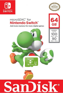 64GB microSDXC Sandisk Nintendo Switch Yosi Edition UHS-I (SDSQXAO-064G-GN6ZN / 220029)