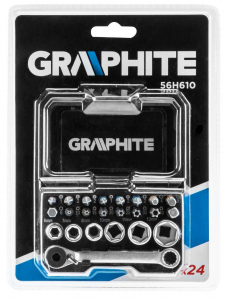 Graphite 56H610 dugókulcskészlet és csavarhúzó bitkészlet, 24db