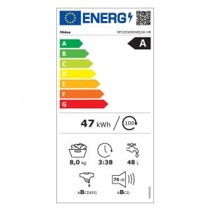 Midea Lunar MF200W80WB/W-HR elöltöltős mosógép fehér