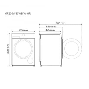 Midea Lunar MF200W80WB/W-HR elöltöltős mosógép fehér