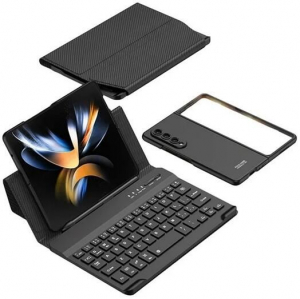 Gigapack Samsung Galaxy Z Fold4 5G bőr hatású tok QWERTY angol nyelvű fekete (GP-147117)