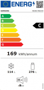 Samsung RB38C7B6CS9/EF alulfagyasztós hűtőszekrény inox