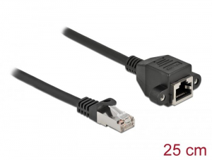 Delock S/FTP RJ45 apa - RJ45 anya Cat.6A h&aacute;l&oacute;zat bőv&iacute;tő k&aacute;bel 25cm fekete (86998)