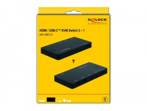 Delock HDMI / USB-C KVM 4K, 60Hz kapcsol&oacute; USB 2.0 (11477)