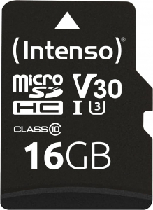 16GB microSDHC Intenso Professional memóriakártya + adapter UHS-I C10 U1 V30 (3433470)