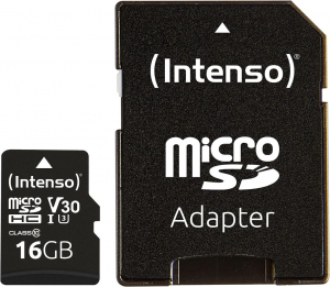 16GB microSDHC Intenso Professional memóriakártya + adapter UHS-I C10 U1 V30 (3433470)