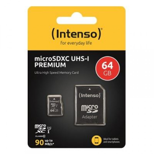 64GB microSDXC Intenso Professional memóriakártya + adapter UHS-I C10 U1 V30 (3433490)