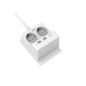 Well 2-es h&aacute;l&oacute;zati eloszt&oacute; vezet&eacute;k n&eacute;lk&uuml;li t&ouml;lt&eacute;s funkci&oacute;val, 2x USB-A, 1x USB-C 2m feh&eacute;r (EXTS-2S2M-PROT/USBC3W-WL)