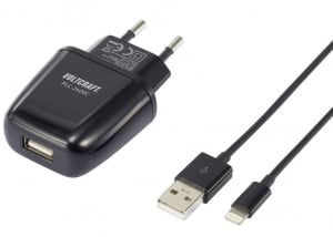 VOLTCRAFT 1xUSB-A hálózati töltő adapter + Lightning töltőkábel fekete (VC-10906900)