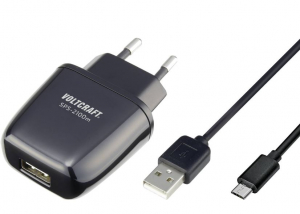 VOLTCRAFT 1xUSB-A hálózati töltő adapter + MicroUSB töltőkábel fekete (VC-11693710)