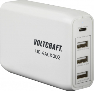 VOLTCRAFT 1xUSB-C + 3xUSB-A hálózati adapter fehér (VC-11744745)