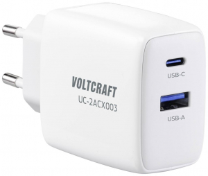 VOLTCRAFT 1xUSB-A + 1xUSB-C hálózati adapter fehér (VC-13091935)