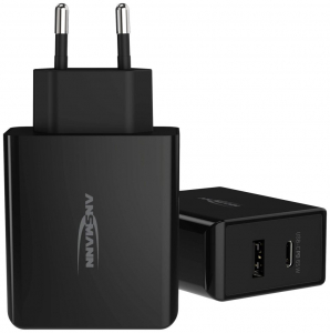 Ansmann 1xUSB-A + 1xUSB-C hálózati adapter fekete (1001-0096)