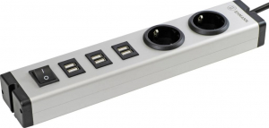 Ehmann 6xUSB-A + 2 dugalj hálózati elosztó szürke (0601x0a02203303)