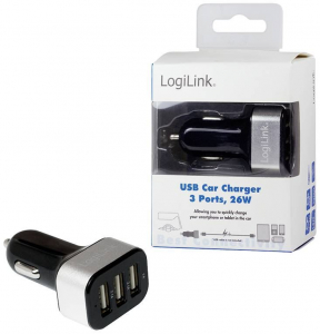 Logilink 3xUSB-A autós töltő fekete-szürke (PA0082)