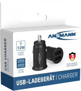 Ansmann 2xUSB-A autós töltő fekete (1000-0030)