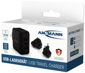 Ansmann 3xUSB-A hálózati adapter fekete (1001-0139)