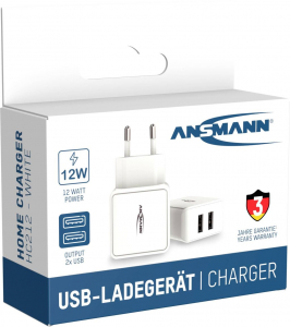 Ansmann 2xUSB-A hálózati adapter fehér (1001-0114)