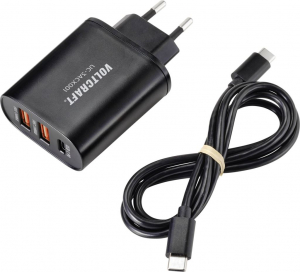 VOLTCRAFT 2xUSB-A 1xUSB-C hálózati töltő + USB-C kábel fekete (VC-12231145)