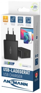 Ansmann 1xUSB-A + 1xUSB-C hálózati adapter fekete (1001-0095)