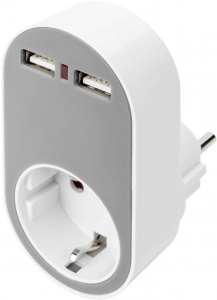 Digitus 2xUSB-A 1xdugalj töltőadapter fehér (DA-70617)