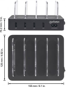 Manhattan 4xUSB-A töltőállomás fekete (102261)