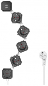 LogiLink LPS276U Eloszt&oacute; kapcsol&oacute;val Feh&eacute;r, Fekete V&eacute;dő&eacute;rintkezős 1,5m