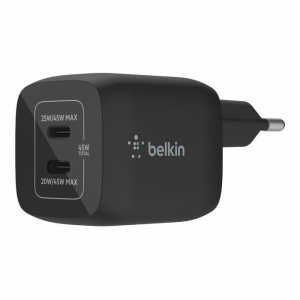 Belkin BoostCharge Pro 2xUSB-C hálózati töltő 45W fekete (WCH011vfBK)