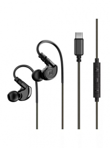 MEE audio M6-USB memória kábeles sport fülhallgató Type-C csatlakozóval fekete (MEE-EP-M6USB-BK)