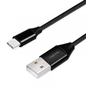 Logilink USB 2.0 Type-C kábel, C/M-USB-A/M fekete 0,3 m (CU0139)