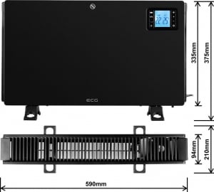 ECG TK-2080 DR Black Szabadon álló meleg levegős konvektor fekete