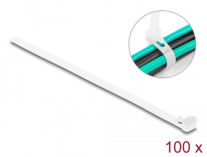 Delock többször felhasználható kábelkötegelő 200x7.2mm, 100db fehér (18644)