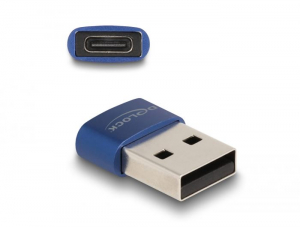 Delock USB-A apa-USB-C anya adapter kék (60051)