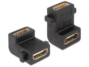 Delock HDMI A anya > anya adapter csavarhellyel 90 -ban elforgatott fekete (65510)