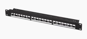 Logilink patch panel 24 Keystone jack csatlakozóhoz, 1U, 19", terheletlen fekete (NK4065)